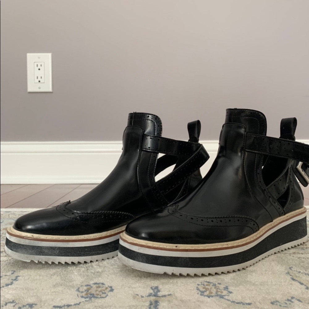Zara black platform Oxford shoes